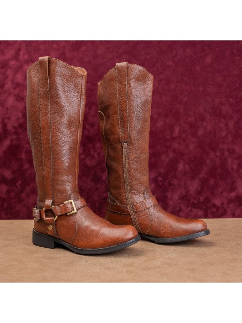 Miz Mooz Women Vintage Y2K Moto Festival Brown Leather Zip Fashion Boots sz 6